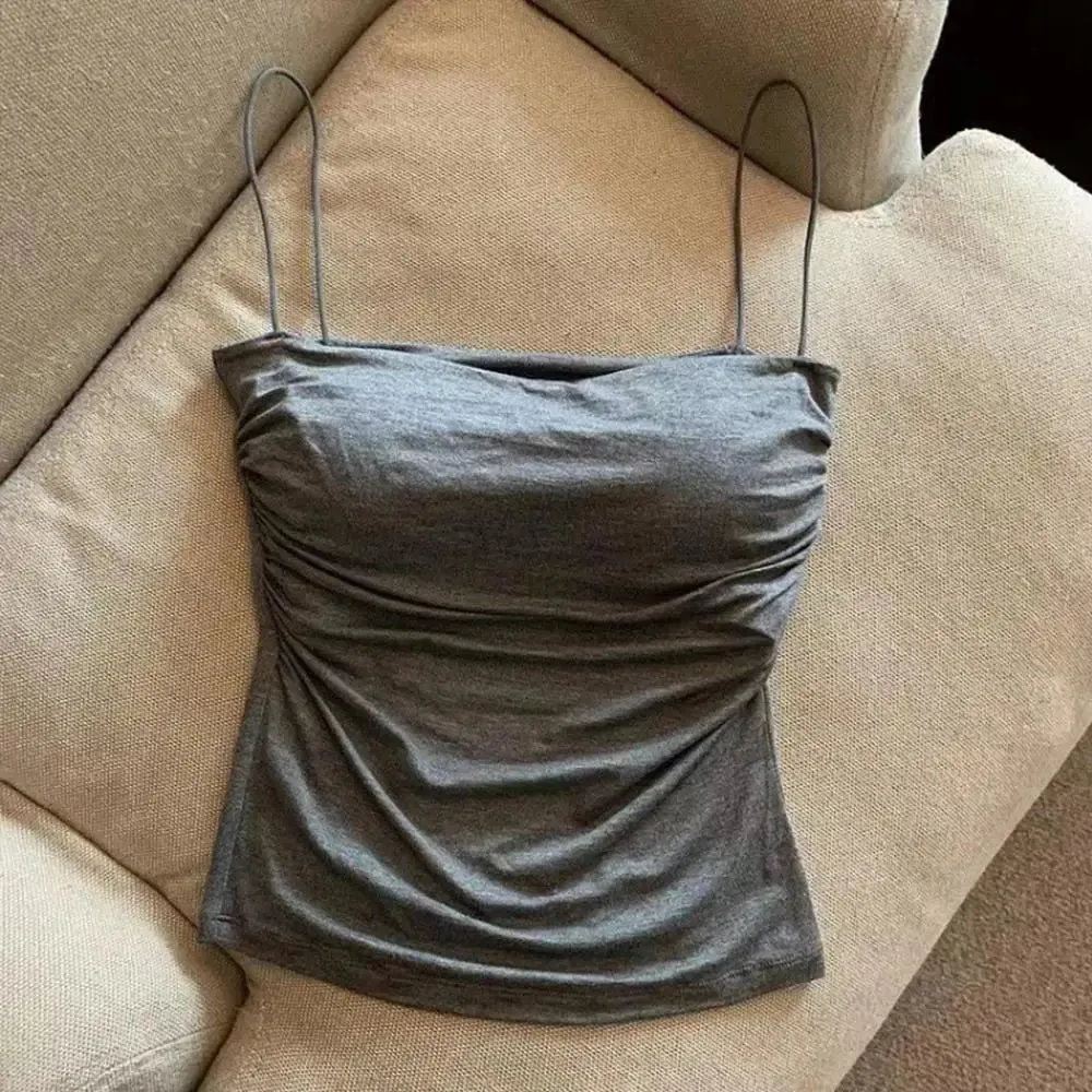 Summer Camisoles Tank Tops Women With Built In Bra Sleeveless Casual Cropped Solid Color Tees