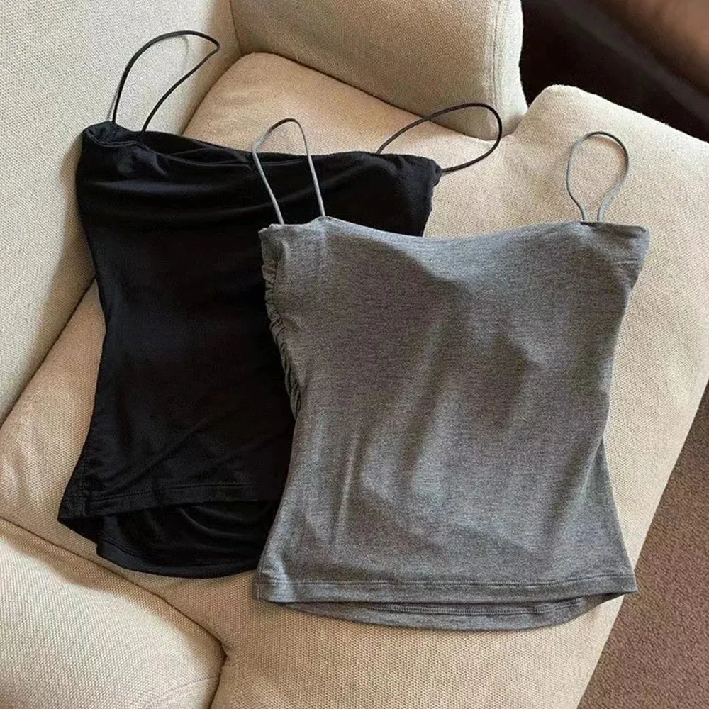 Summer Camisoles Tank Tops Women With Built In Bra Sleeveless Casual Cropped Solid Color Tees