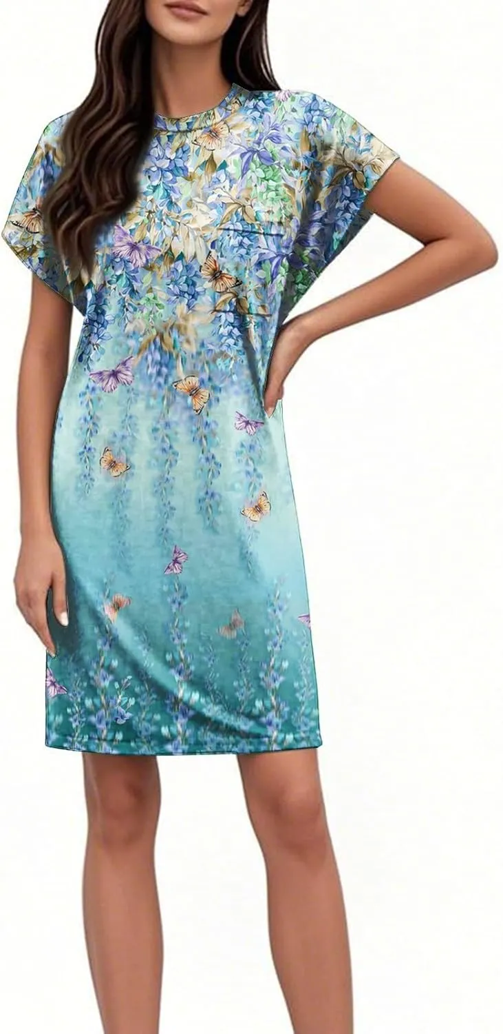 Summer Dresses for Women 2025 Trendy Must-Have Short Sleeve T-Shirt Dress Crew Neck Sundresses for Vacation Essential