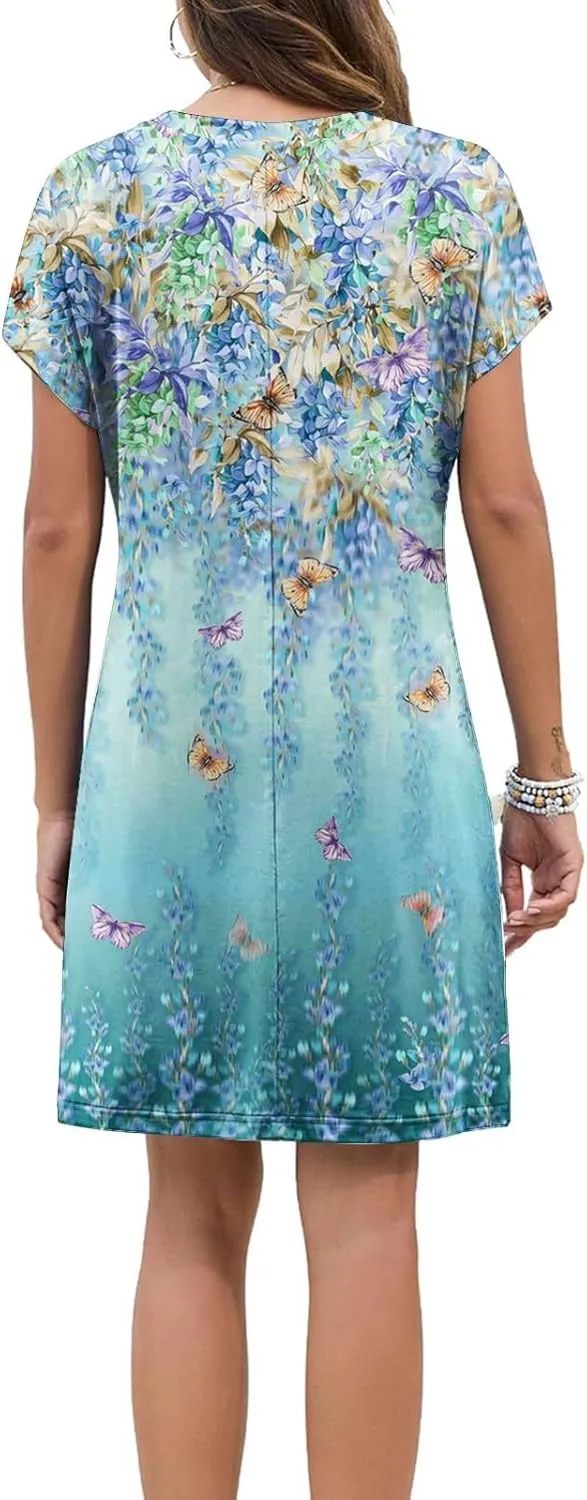 Summer Dresses for Women 2025 Trendy Must-Have Short Sleeve T-Shirt Dress Crew Neck Sundresses for Vacation Essential