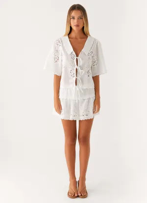 Summer Escape Embroidered Mini Skirt - White Closet Staple Soft Touch Summer Escape Embroidered Mini Skirt - White