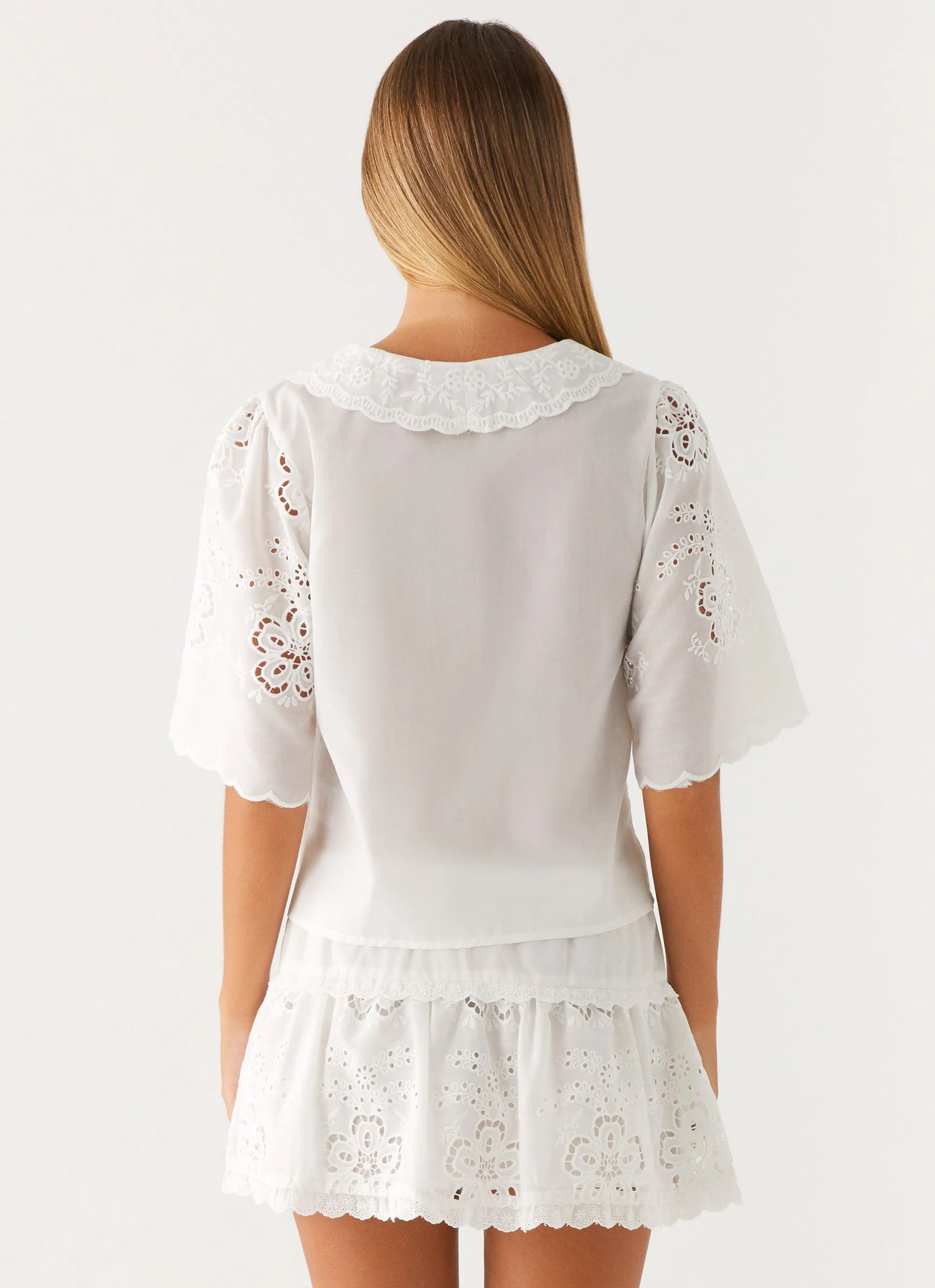 Summer Escape Embroidered Mini Skirt - White Sleek Appeal casual finish
