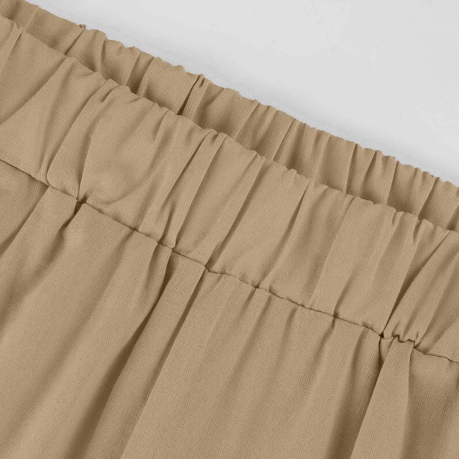 Summer Pants for Women 2024 Casual Dressy Linen Beach Drawstring Capri Crop Pants 2024 Elastic Waist Crop Trousers