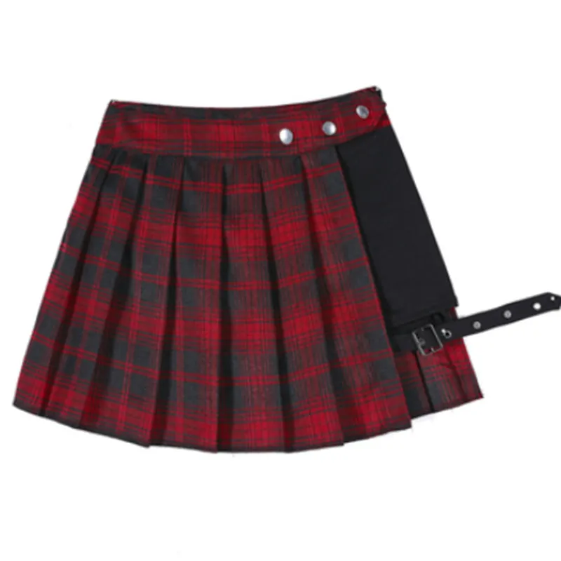 Summer Pleated Skirt Women High Waist A-Line Slim Look Hip Flattering All-Matching Chequered Niche ins Skirt