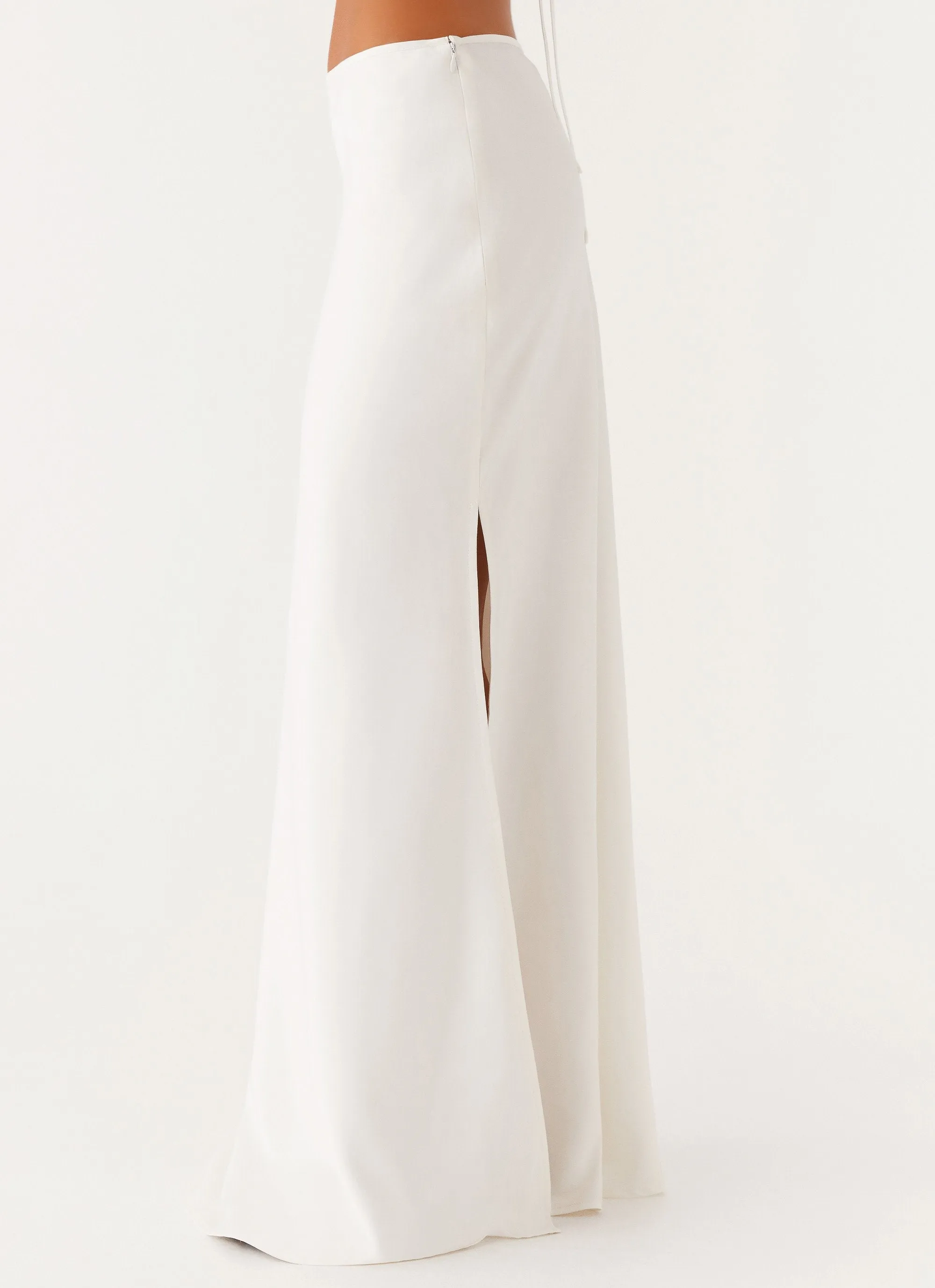 Subtle Look Mina Satin Maxi Skirt - White