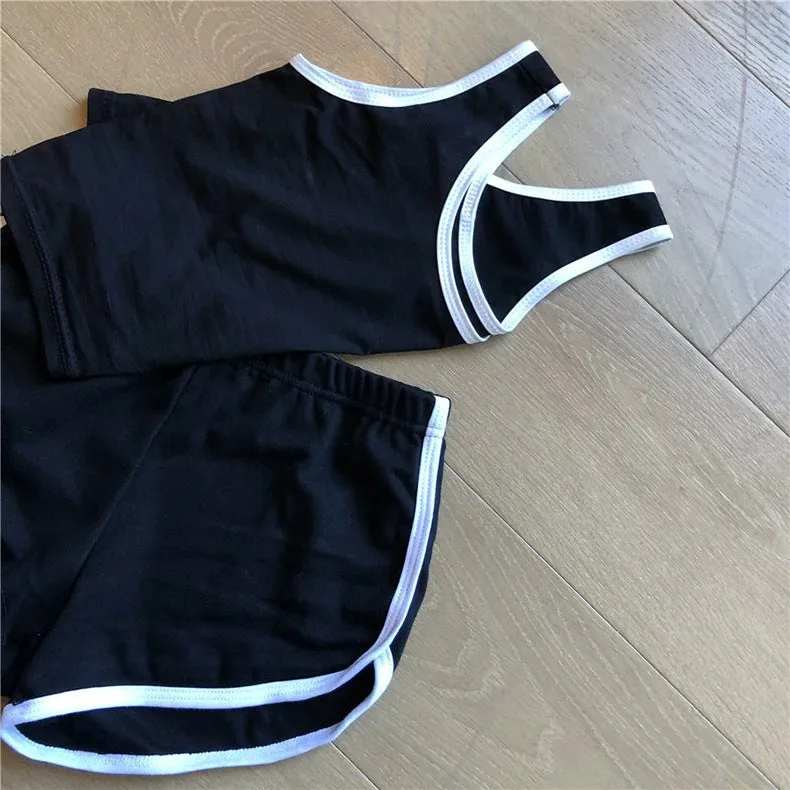 Summer Slim Look Outdoor Tank Top Shorts Sporty Sets Women Korean Casual Home Dance Yoga Activewear