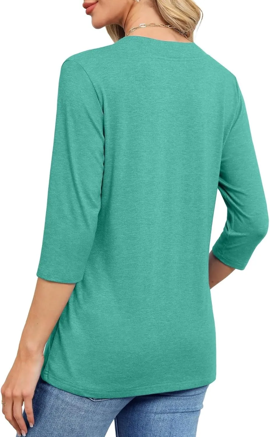 Summer Tops for Women 2025 Trendy 3/4 Sleeve V Neck Shirts Dressy Casual Plus Size Holiday Vacation Tunic Blouses