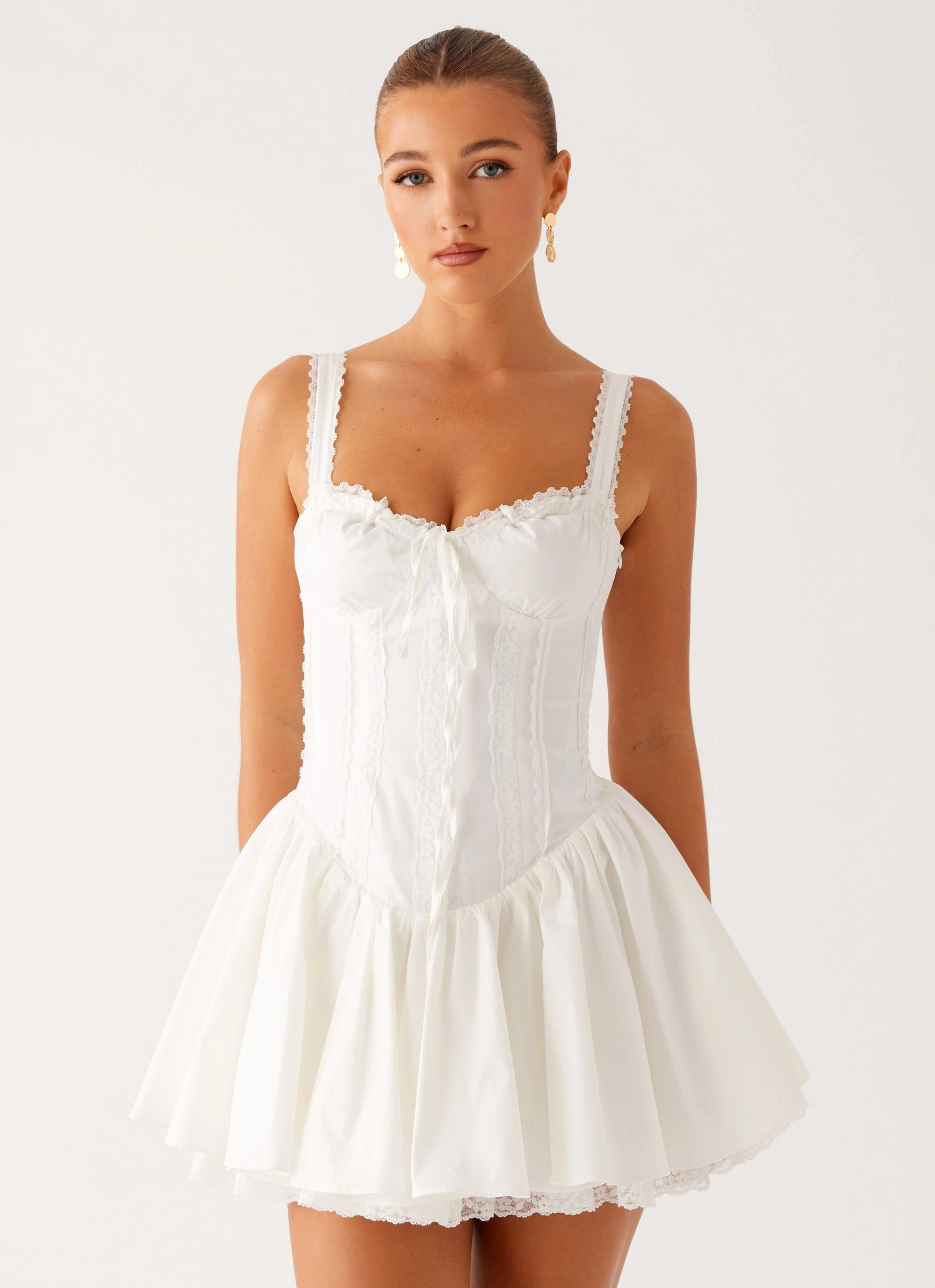 Silky Finish Lacie Mini Dress - White