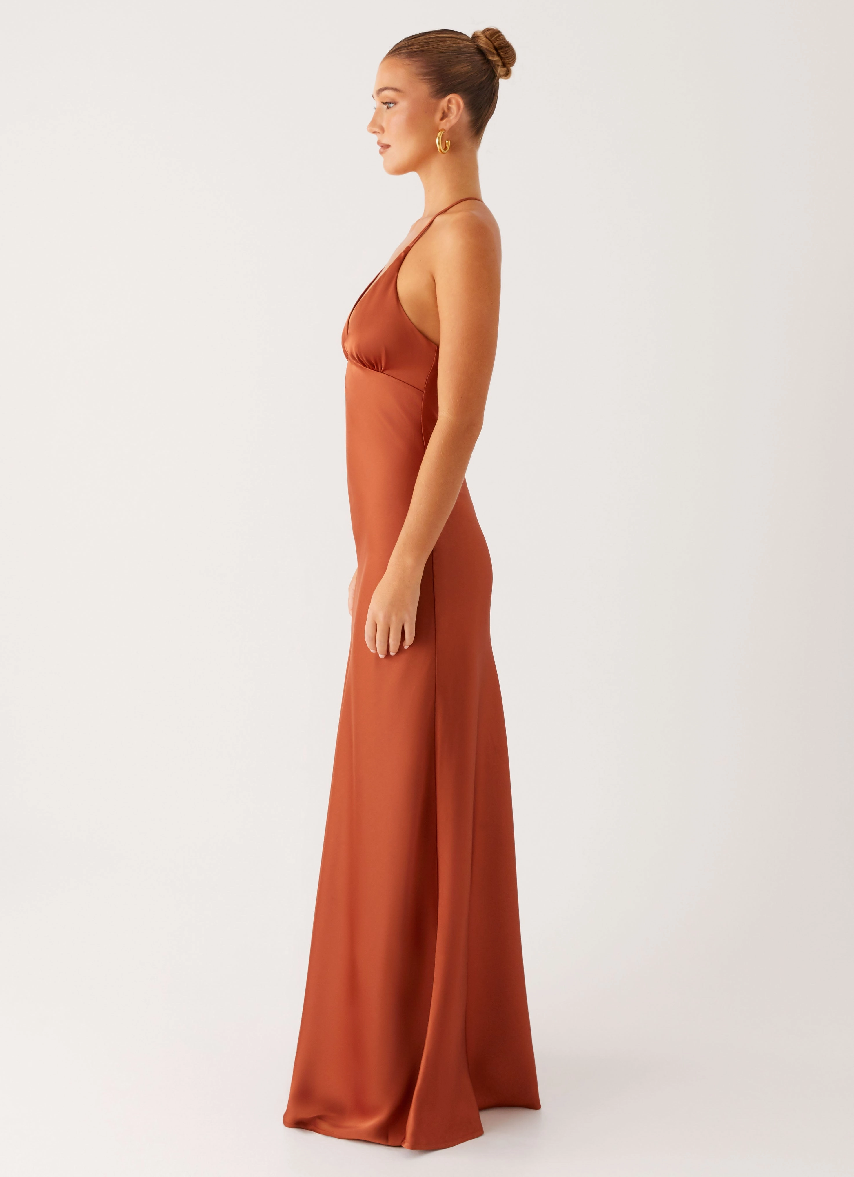 Sundowner Maxi Dress - Rust Perfectly Fit Look Sheer Layer