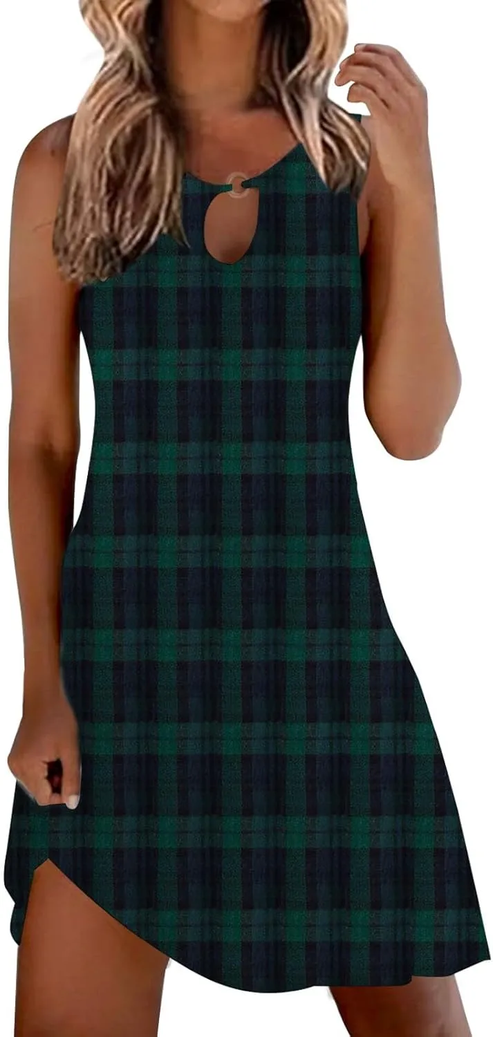 Sundresdes for Women Over 50 Sun Dresses for Women 2025 Vacation Beach Casual Summer Sundresses Sleeveless Tank