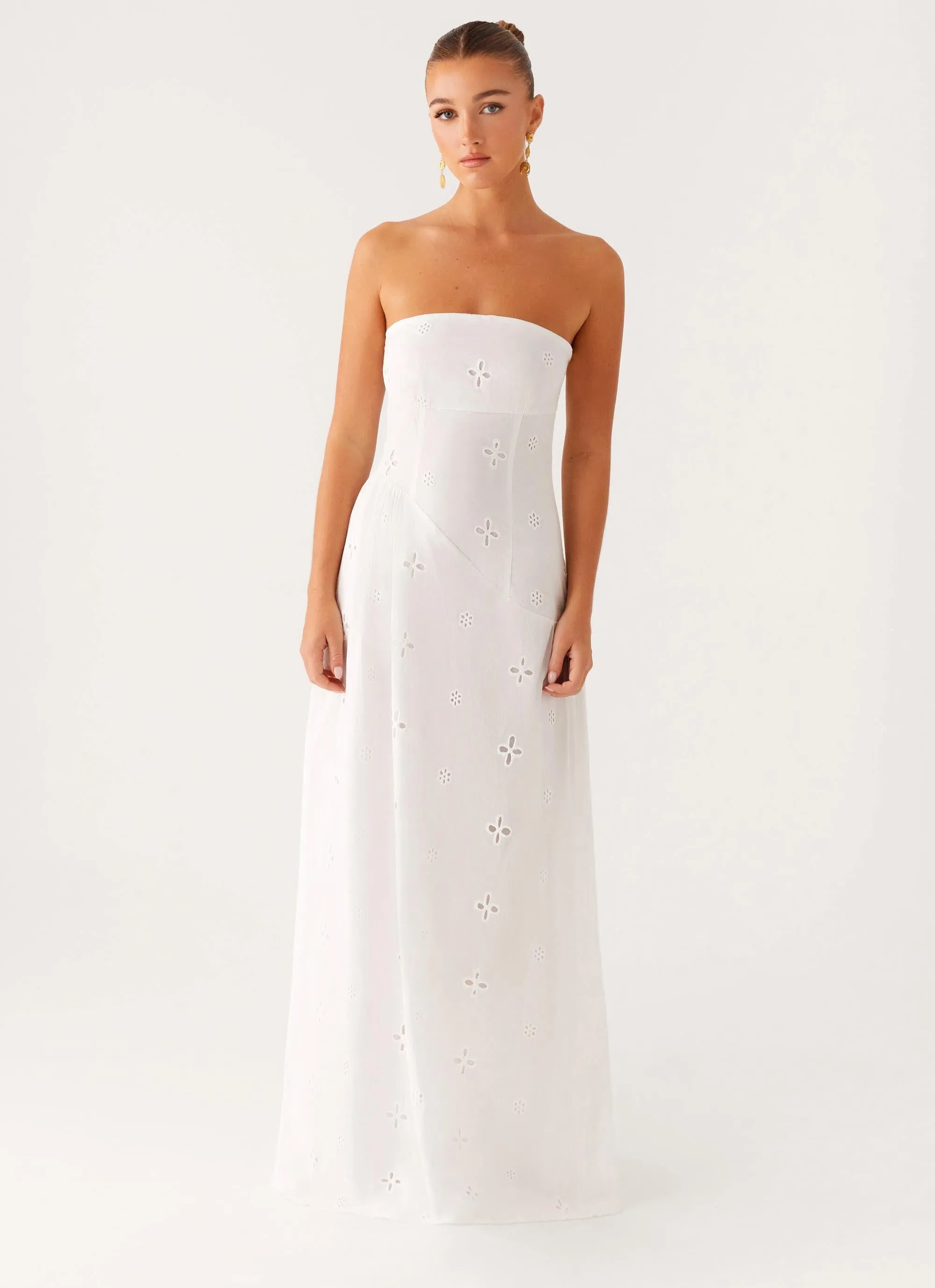 Non-irritating Lace Accent Sunkissed Maxi Dress - Ivory