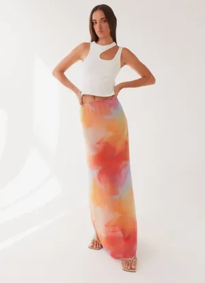 Sunlight Cascade Maxi Skirt - Rainbow Radiance Quick Fit Textured Surface