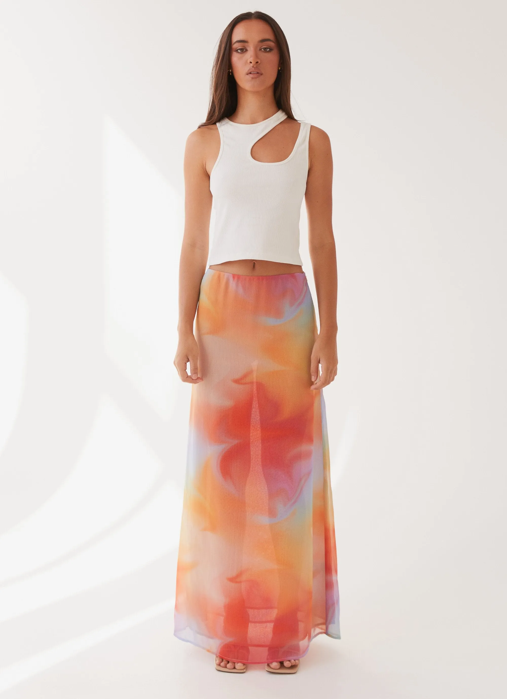 Timeless Trend Smart Edge Sunlight Cascade Maxi Skirt - Rainbow Radiance