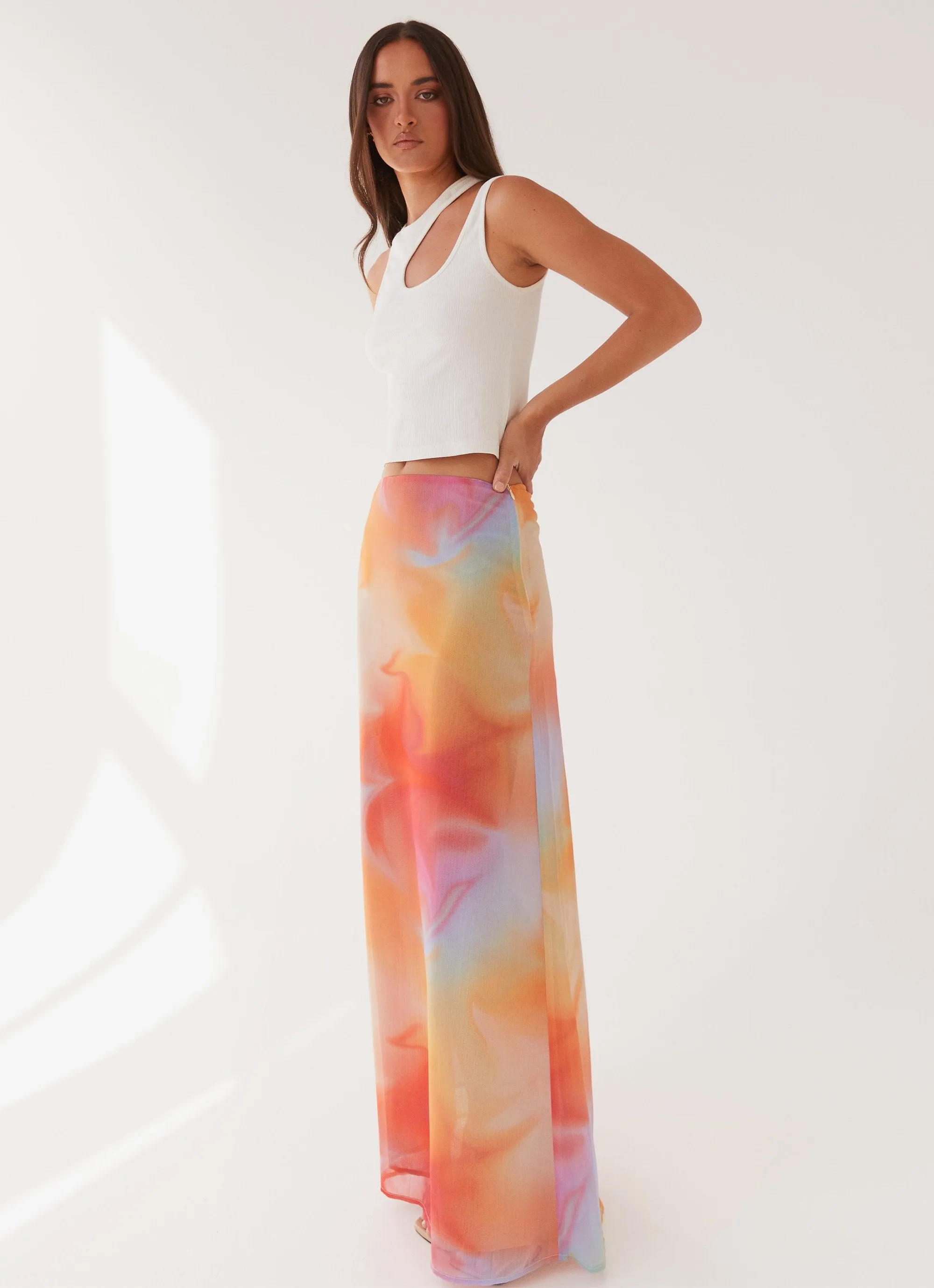 Sunlight Cascade Maxi Skirt - Rainbow Radiance Future Fashion