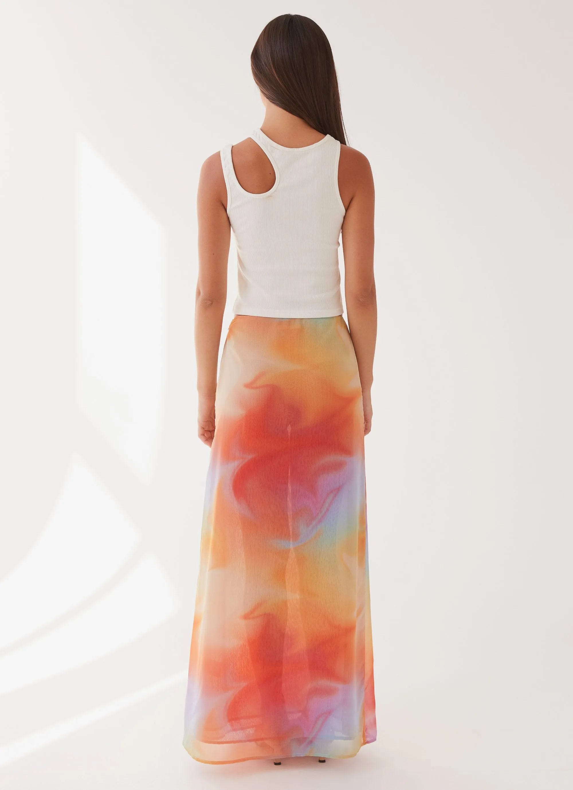 Removable Belt Sunlight Cascade Maxi Skirt - Rainbow Radiance