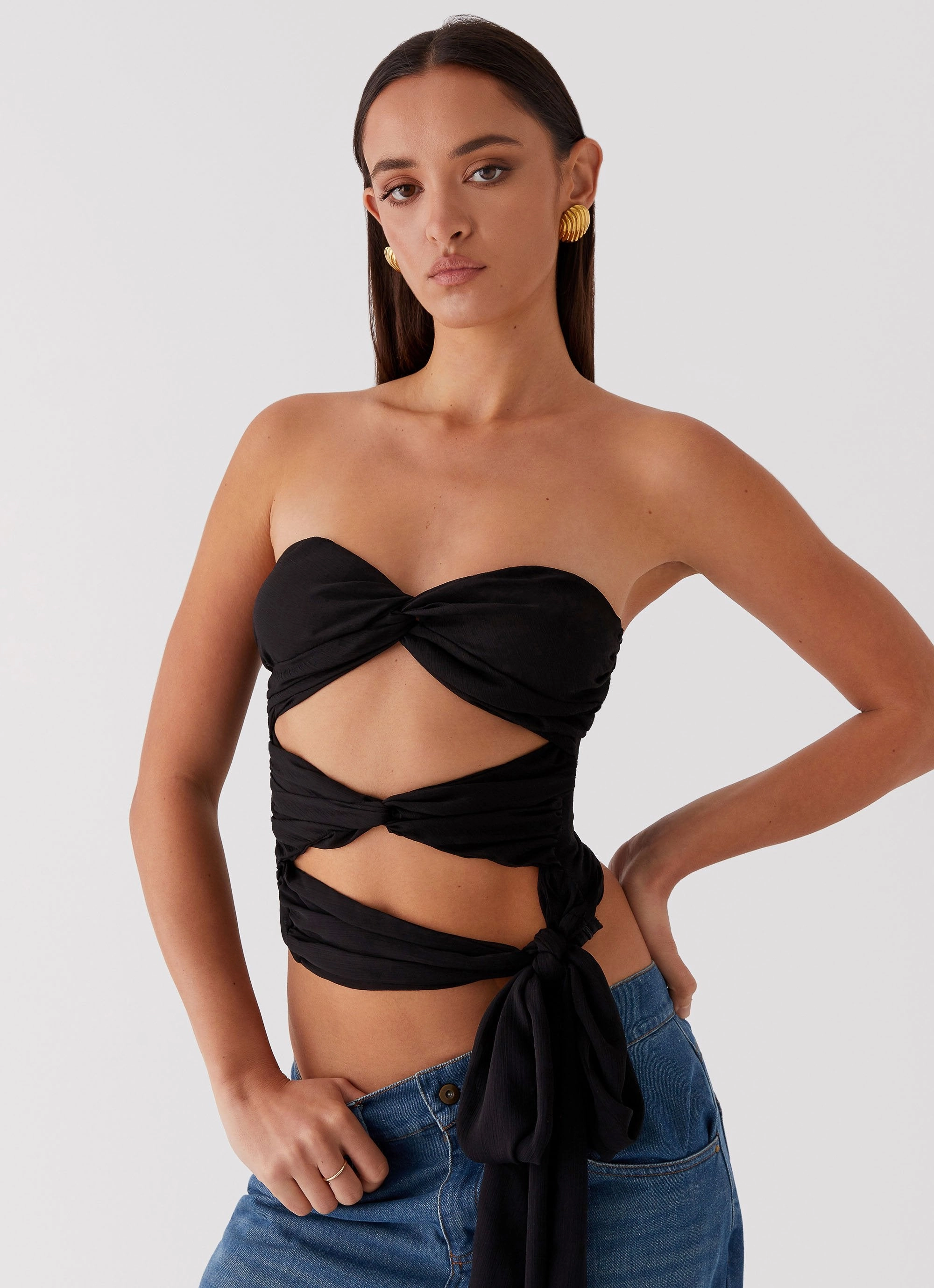 FlexibleKnit Sunlight Cascade Top - Black