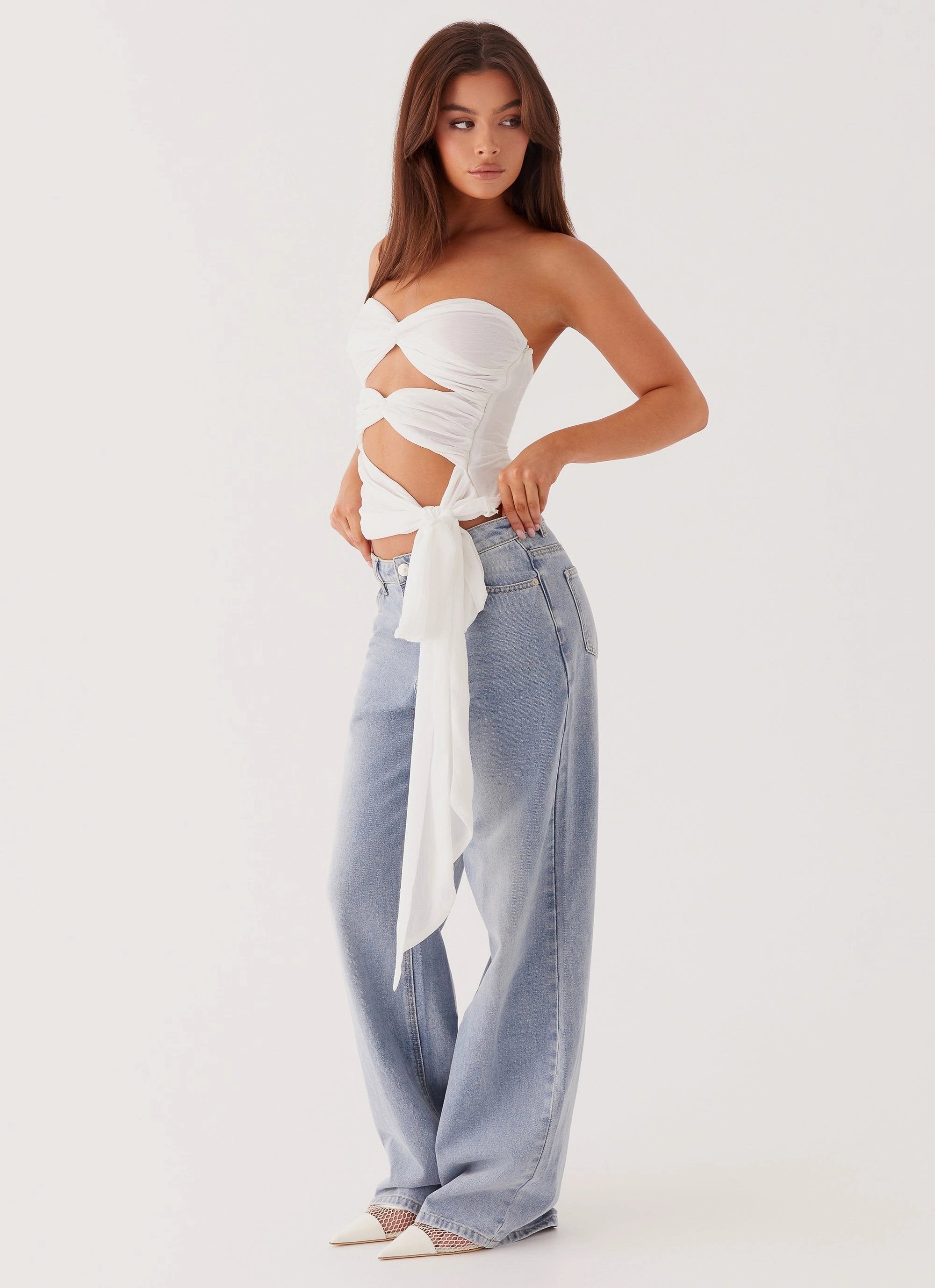 Sunlight Cascade Top - White Compression Fit