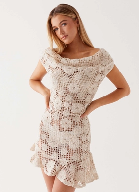 Sunnyside Crochet Mini Dress - Ivory Cool apparel Sunnyside Crochet Mini Dress - Ivory Modern Cut Lounge Ready