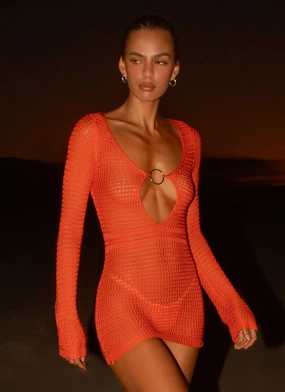 Sunriser Crochet Mini Dress - Red Feminine Structure Edgy vibes