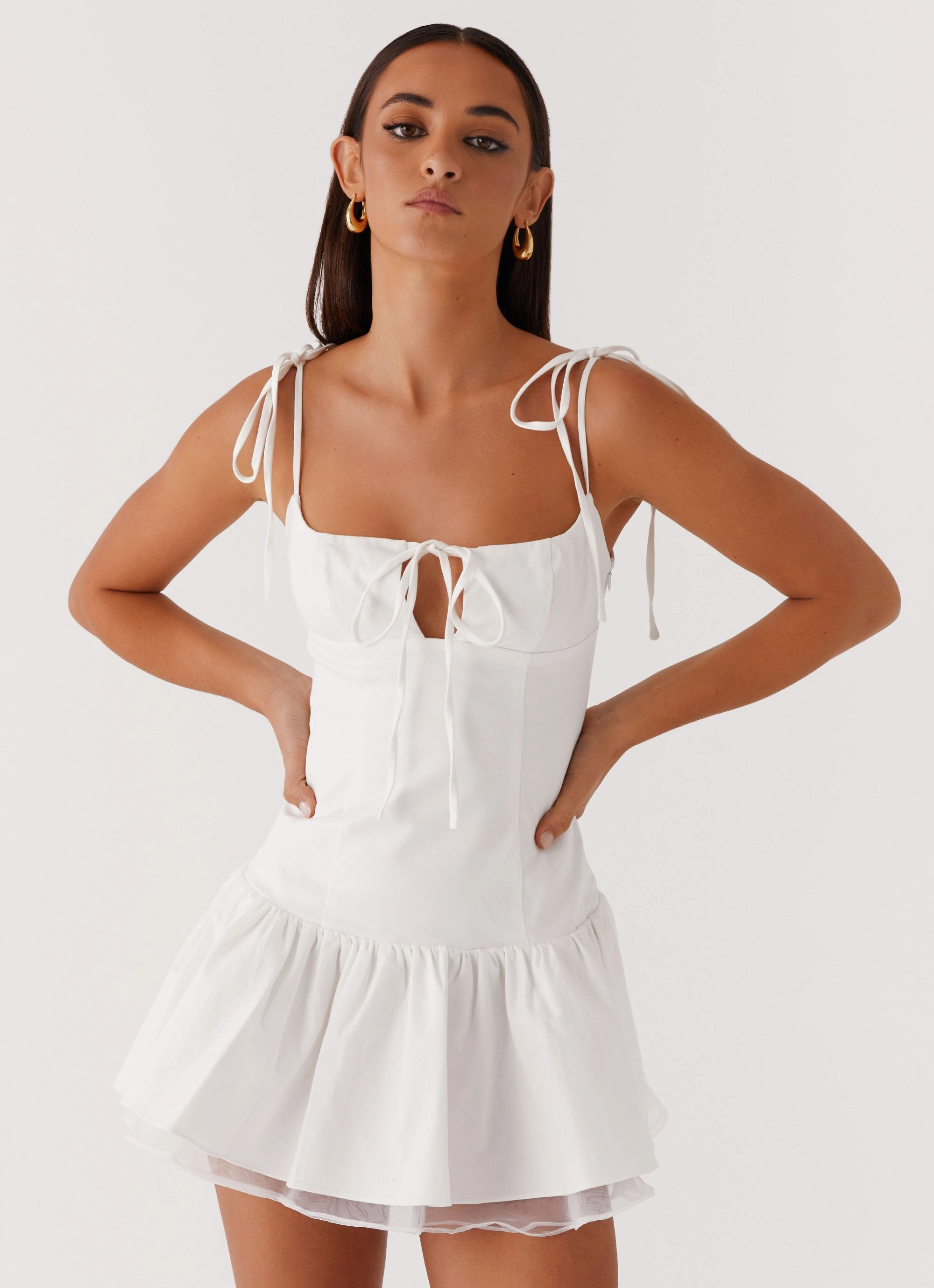 Zip Closure perfect for events Valene Mini Dress - White