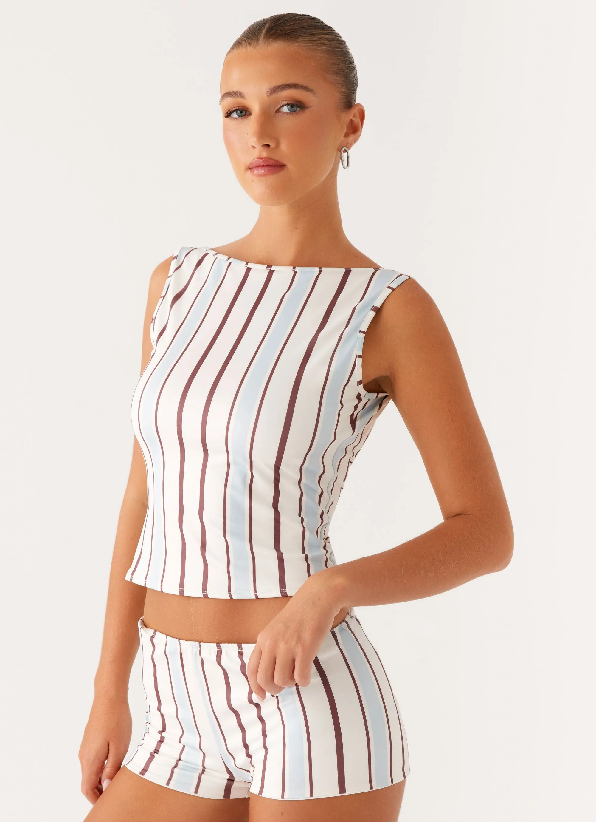 ReinforcedHem Sun's Out Tank Top - Blue Stripe