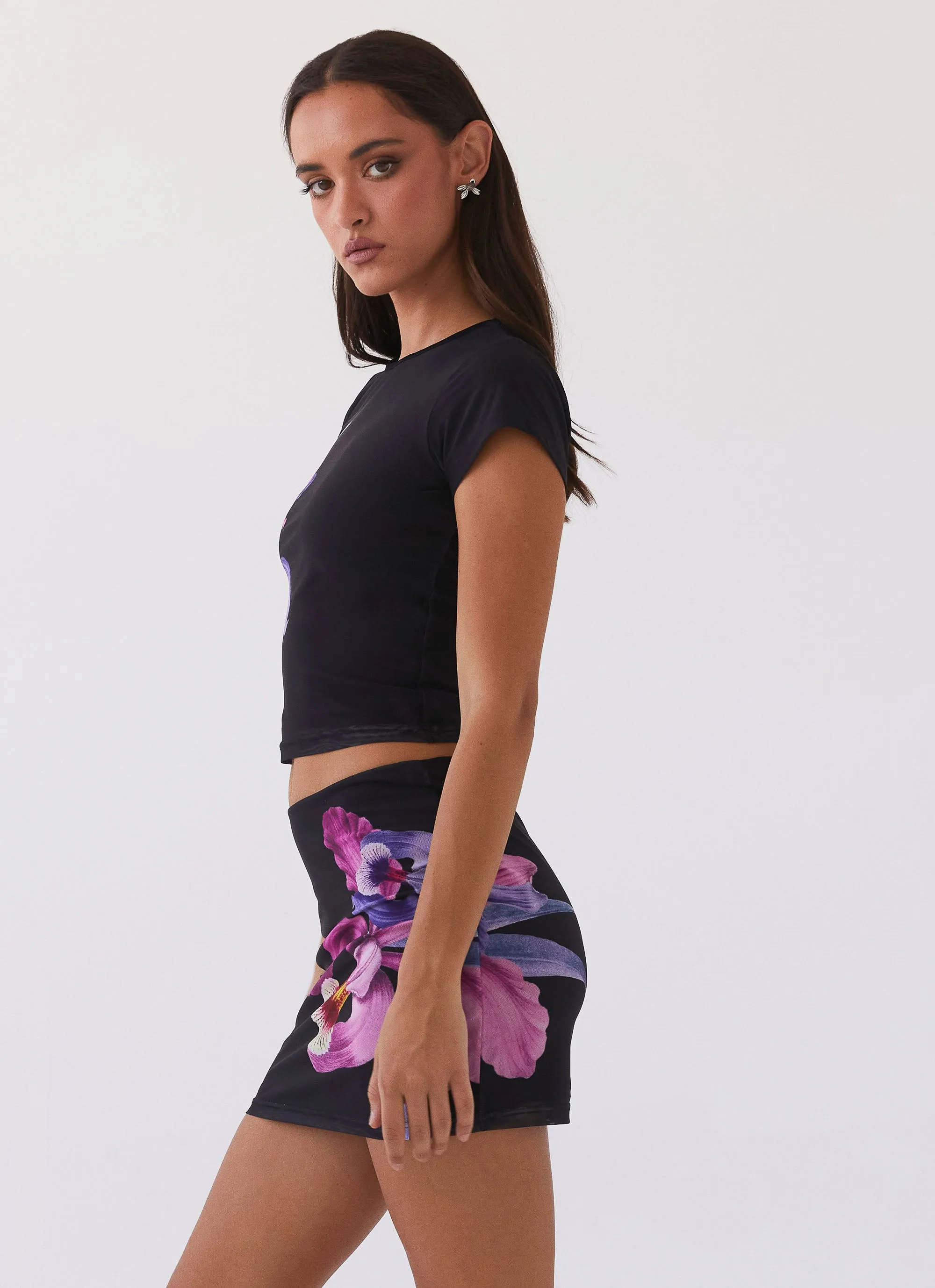 Neat Style Sunset Bliss Mesh Mini Skirt - Cosmo Floral