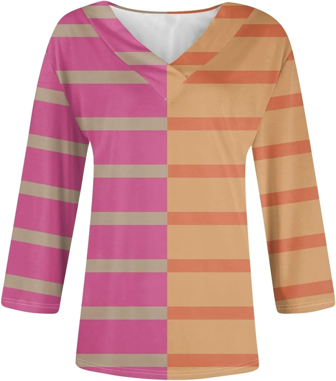 Surf Plus Size 3/4 Sleeve Blouse Womens Spring Pop Print Comfort Tee Loose Fitting