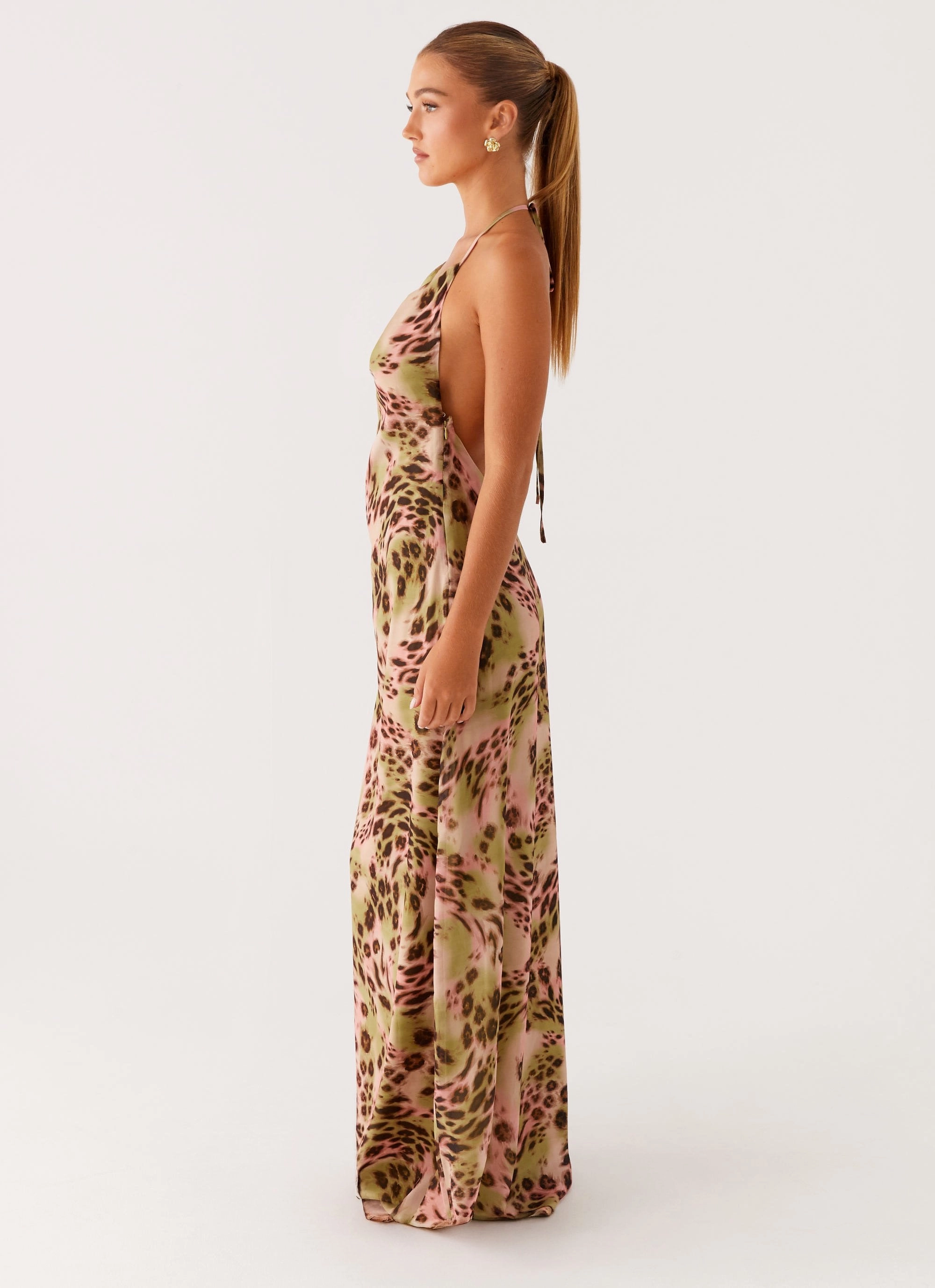 Timeless-Classic Fitted Design Austeja Maxi Dress - Swirl Leo