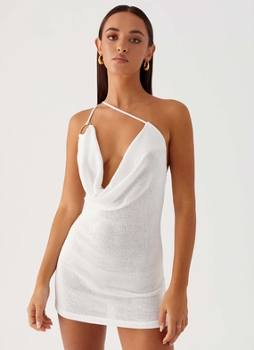 Bohemian Bliss Mini Dress - Ivory Refined Line