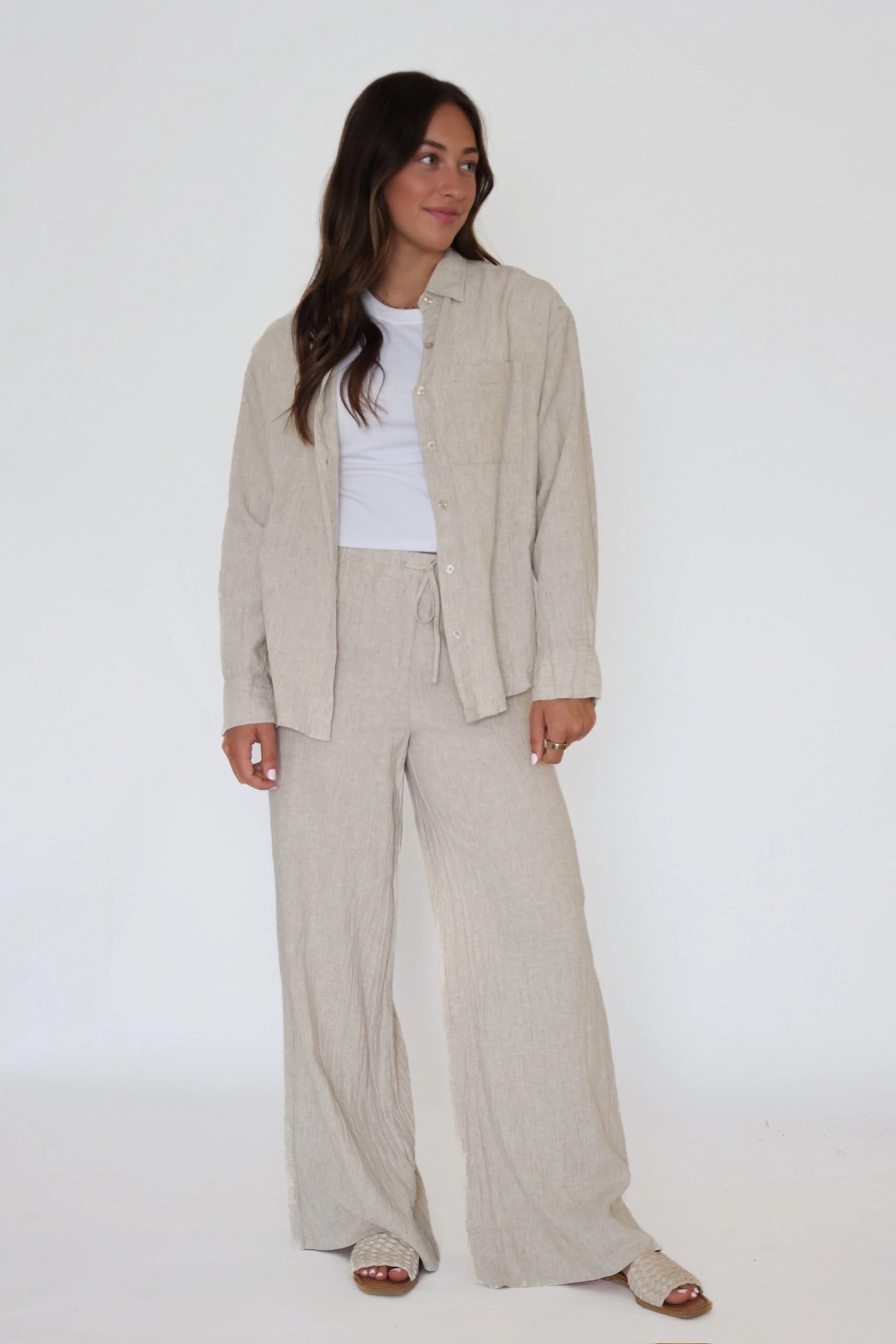 WrinkleResistant Cloth Reinforced Hemline Henri Linen Pant - Flax