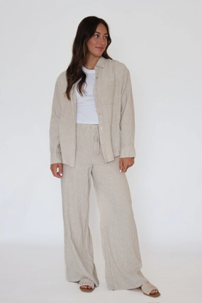 WrinkleResistant Cloth Reinforced Hemline Henri Linen Pant - Flax