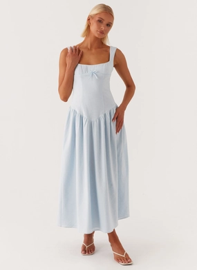 Suzie Midi Dress - Blue Classy Casual Suzie Midi Dress - Blue Lace Detail Comfortable Look