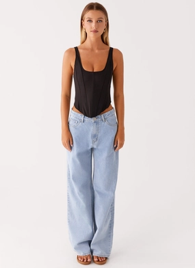 Sweat Wicking Lining Narelle Corset Top - Black Narelle Corset Top - Black Wind Resistant Fabric Garment Dyed Finish