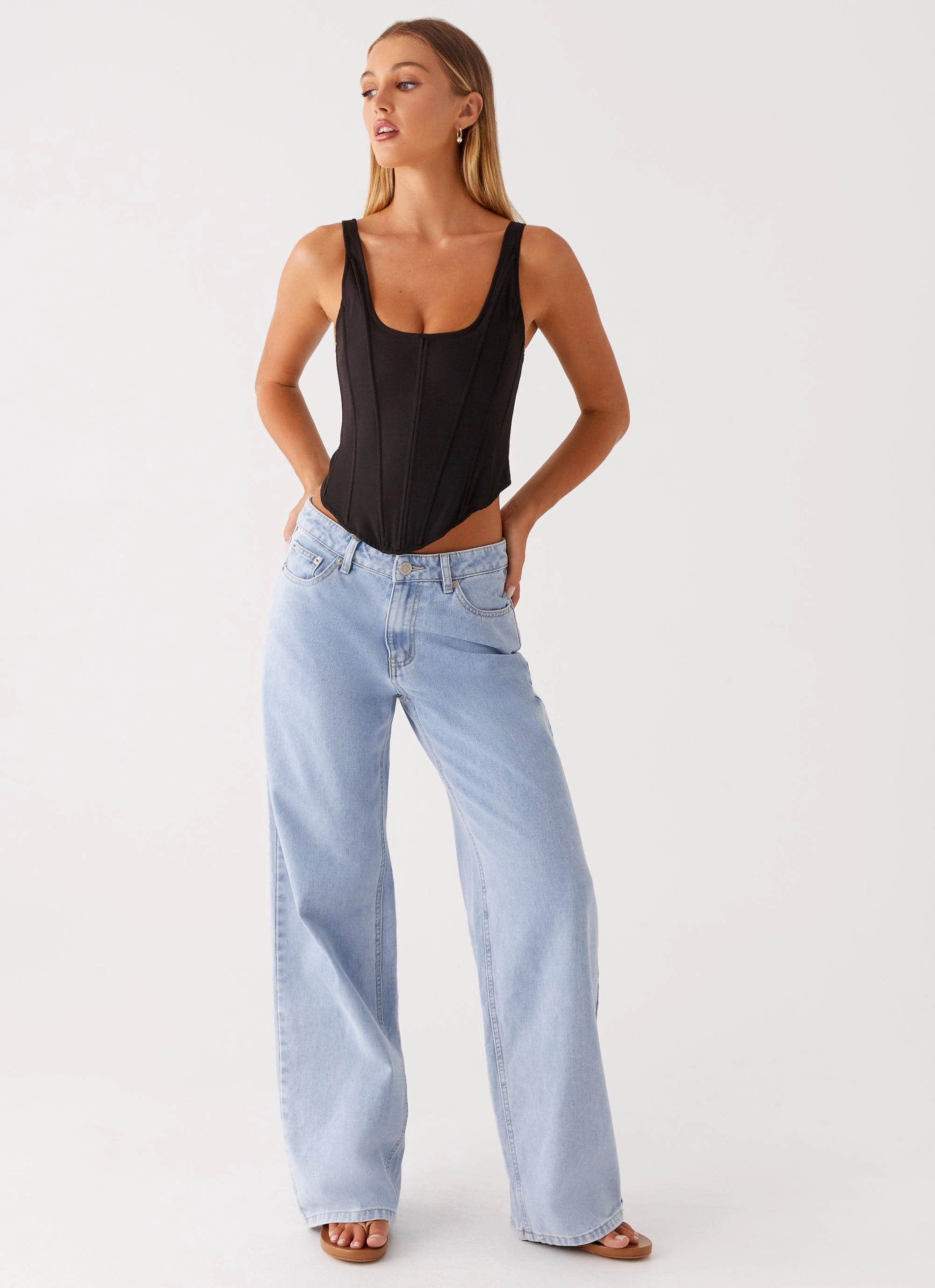 Adjustable drawstring Narelle Corset Top - Black