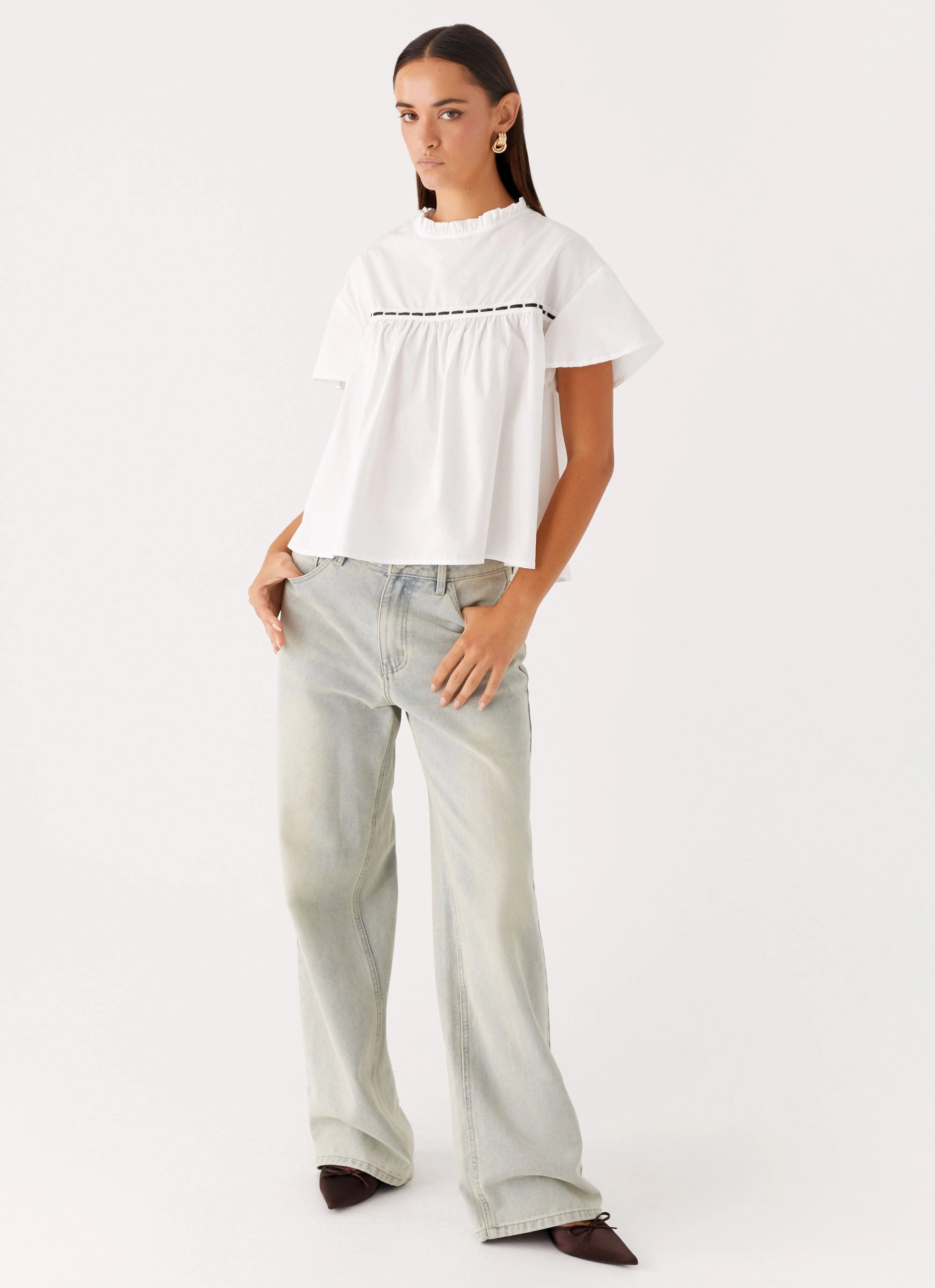 hypoallergenic material Lila Babydoll Top - White