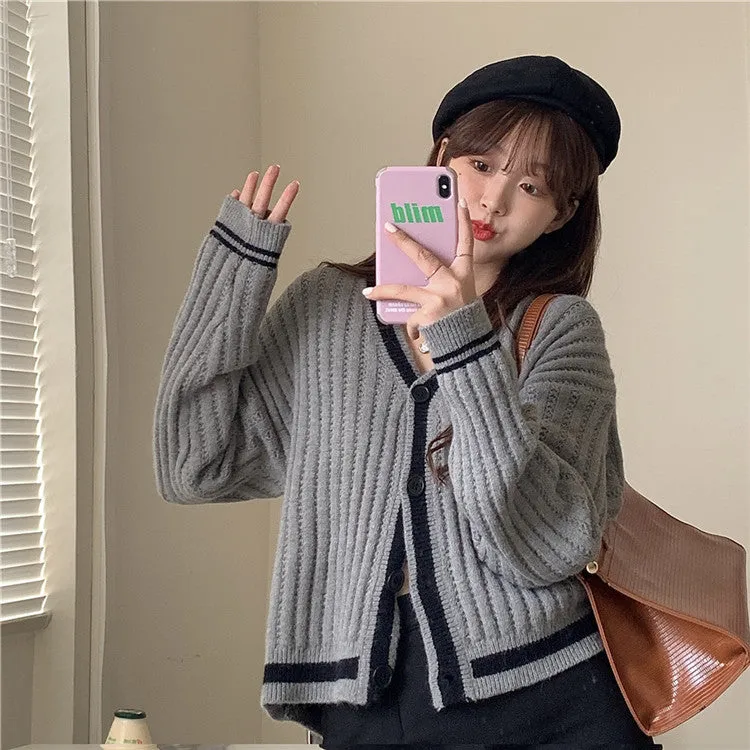 Sweater Women Japanese Loose INS Lazy Outdoor Korean Sweet Look Knitted Cardigan Outerwear