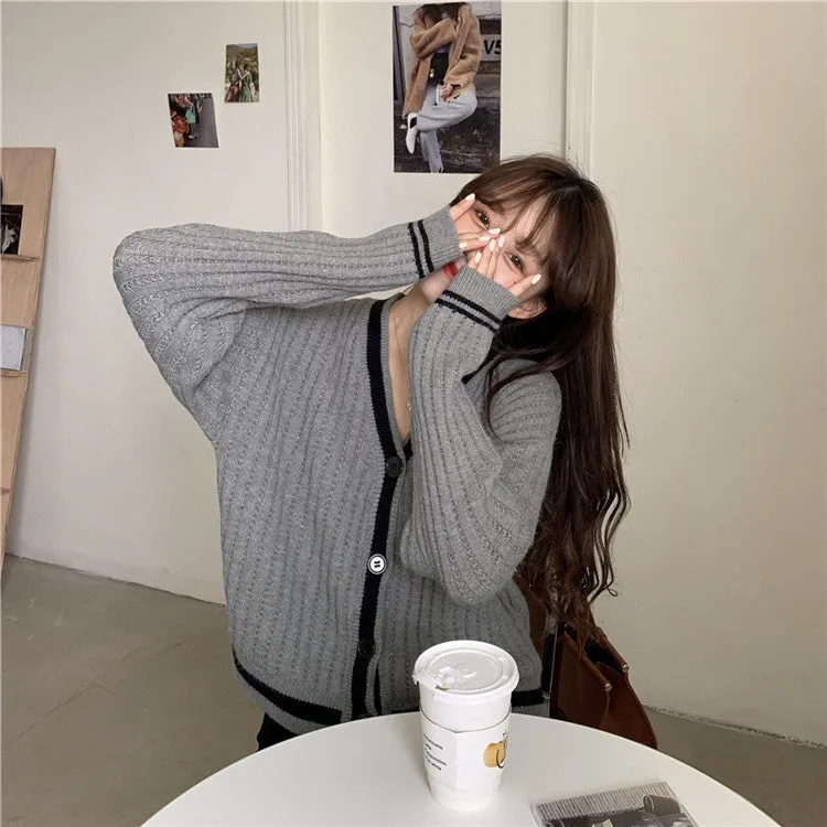 Sweater Women Japanese Loose INS Lazy Outdoor Korean Sweet Look Knitted Cardigan Outerwear