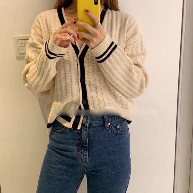 Sweater Women Japanese Loose INS Lazy Outdoor Korean Sweet Look Knitted Cardigan Outerwear