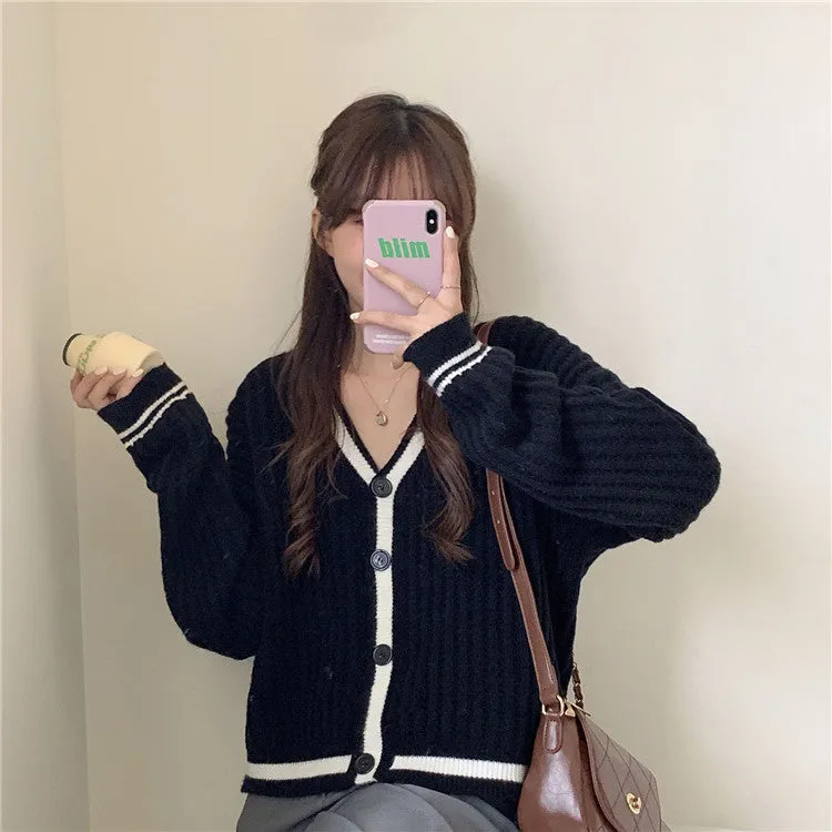 Sweater Women Japanese Loose INS Lazy Outdoor Korean Sweet Look Knitted Cardigan Outerwear