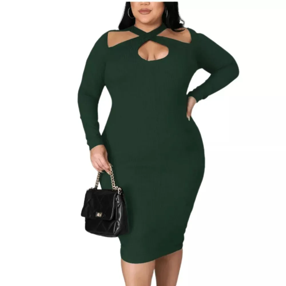 Sweet Dreams Ribbed Cutout Sweater Dress