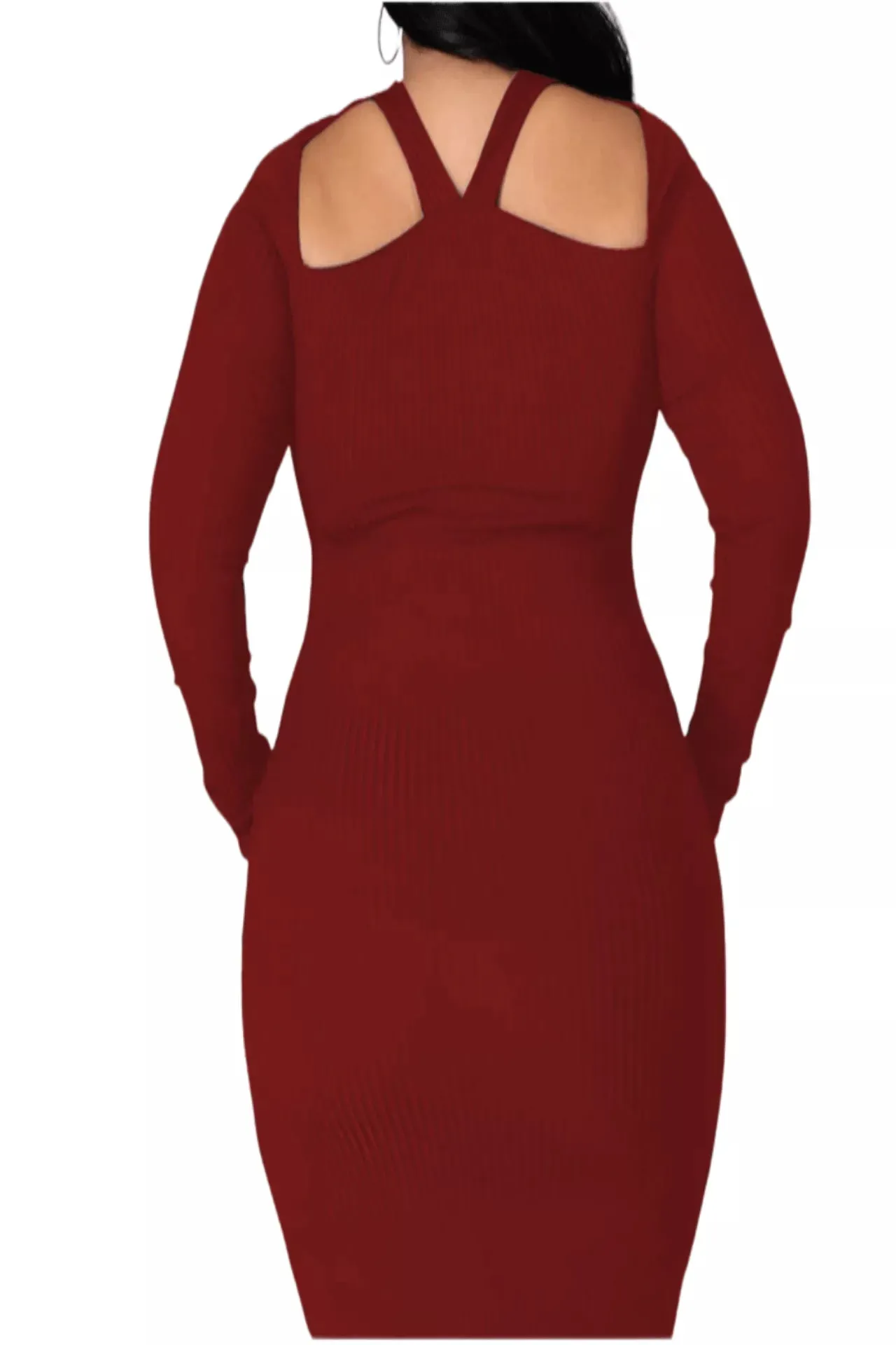 Sweet Dreams Ribbed Cutout Sweater Dress