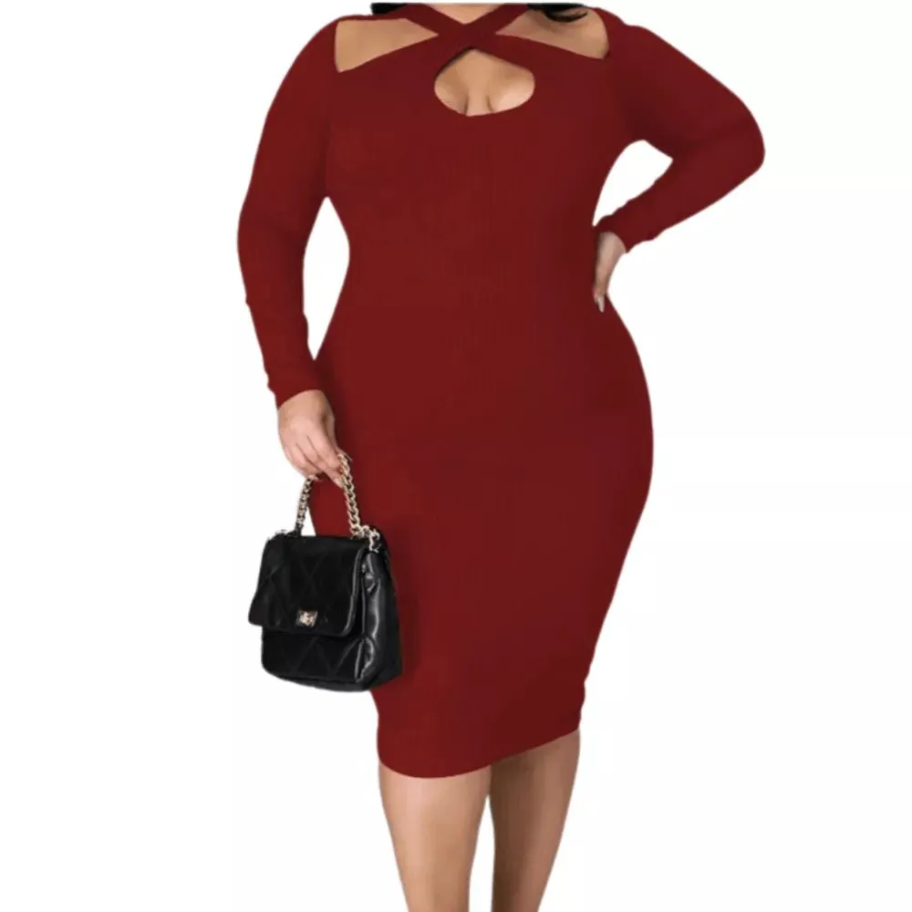 Sweet Dreams Ribbed Cutout Sweater Dress