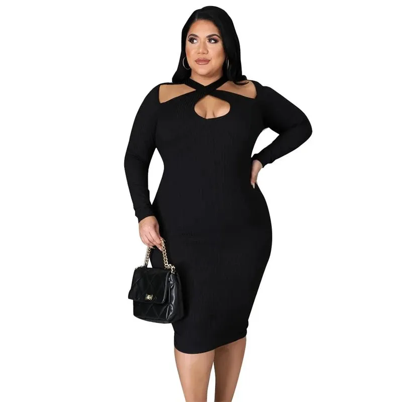 Sweet Dreams Ribbed Cutout Sweater Dress