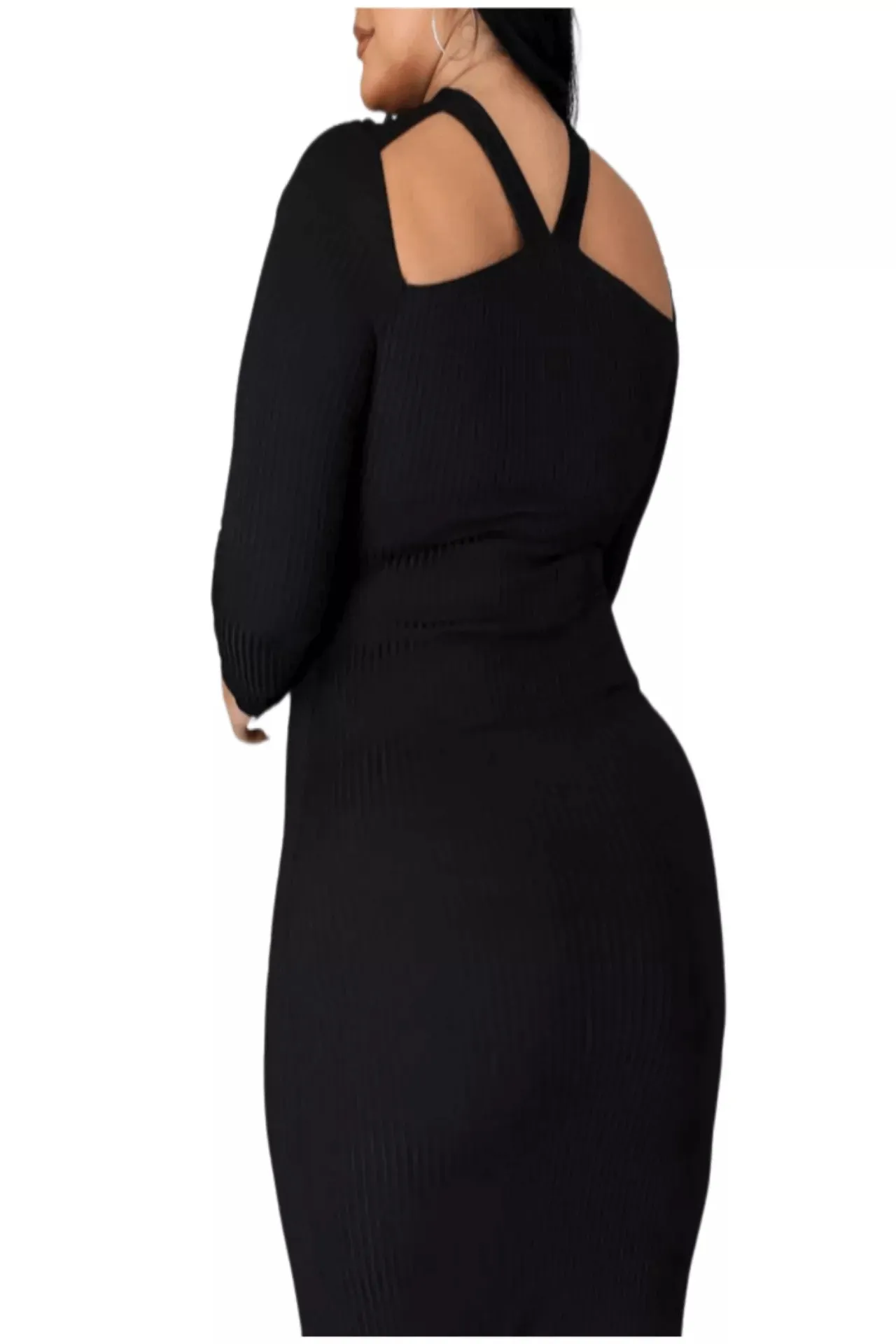 Sweet Dreams Ribbed Cutout Sweater Dress