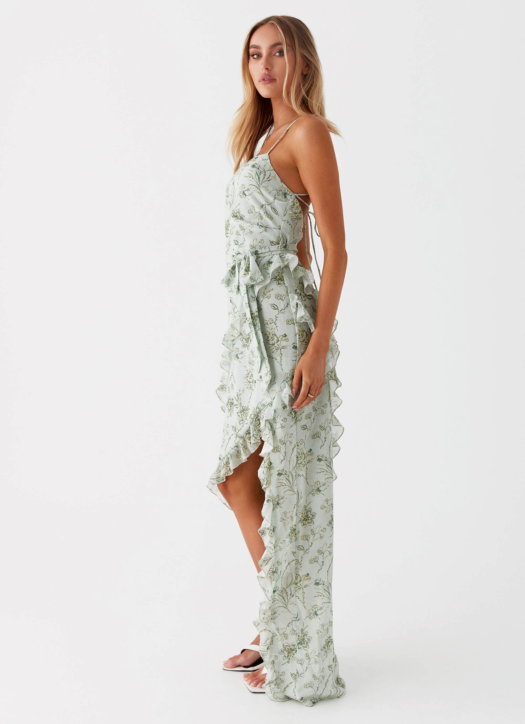 Fashionable Wear Trendy Layering Sweet Serenity Maxi Dress - Sage Floral