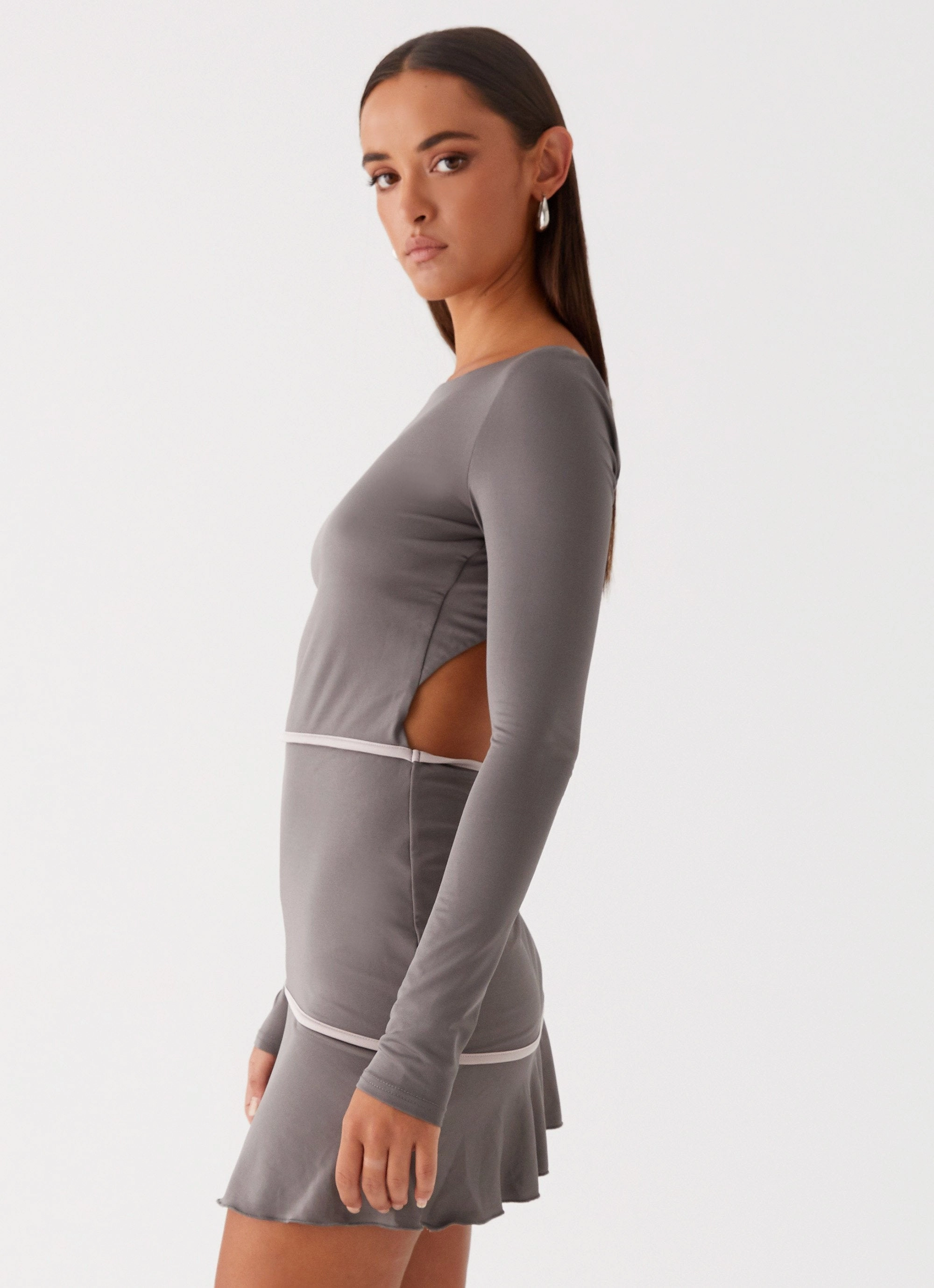 French Flirt Mini Dress - Charcoal Cool Look