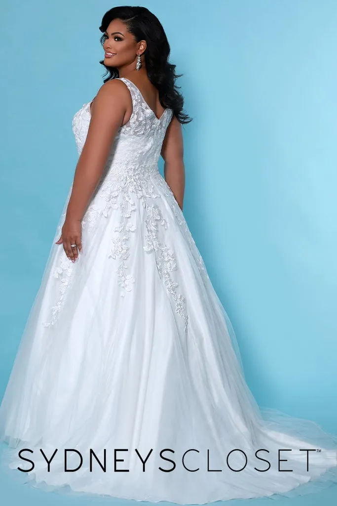Sydney's Closet SC5259 Jasmine Wedding Dress Ivory Lace Shimmer Tulle V Neckline SC 5259