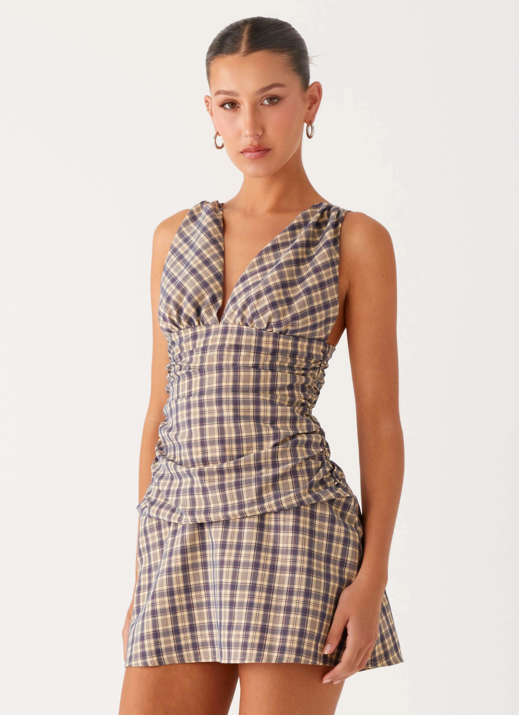Tablo Drop Waist Mini Dress - Check Print Simple Ease