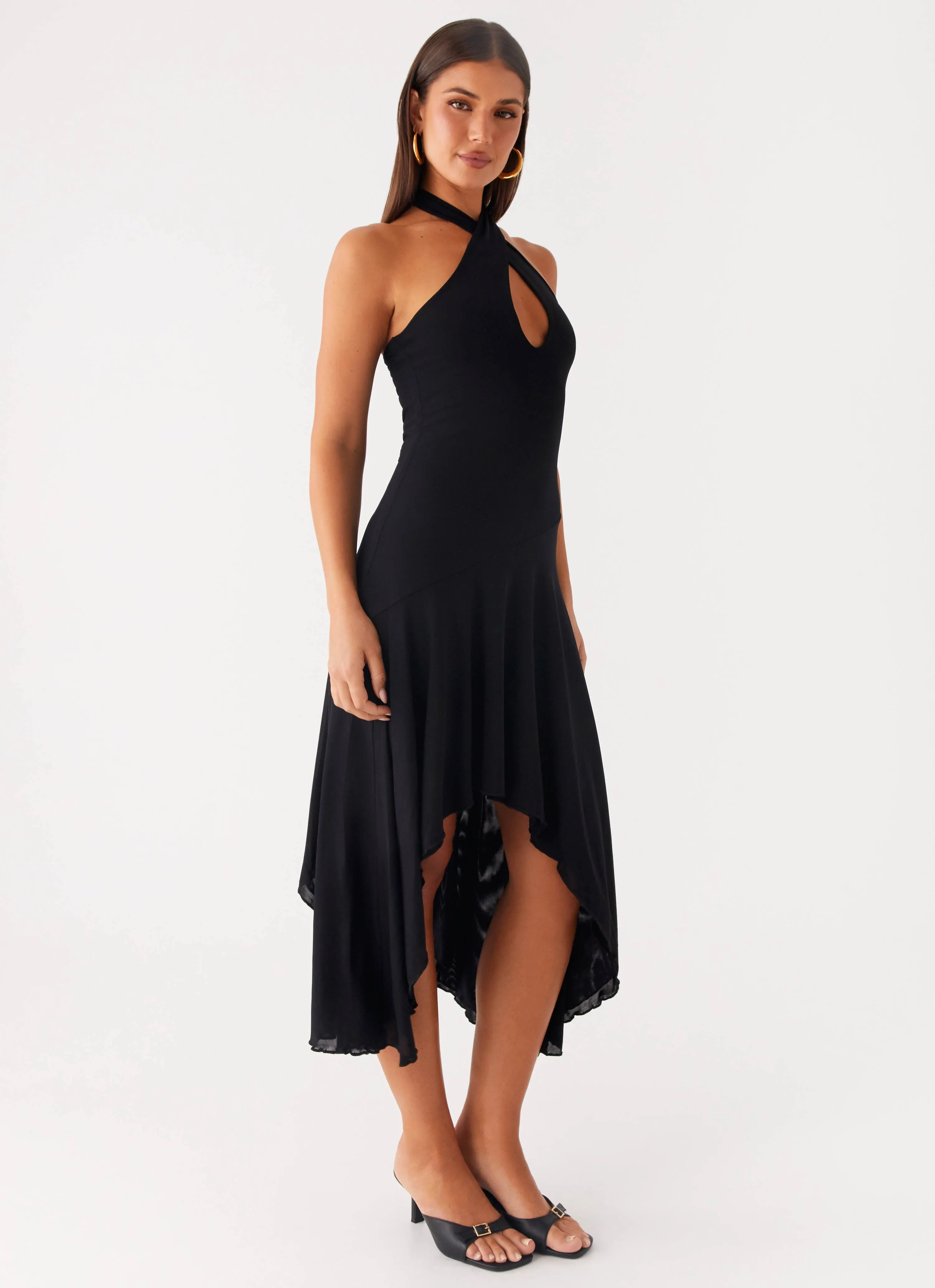 Festive Look Velvet Sky Midi Dress - Black
