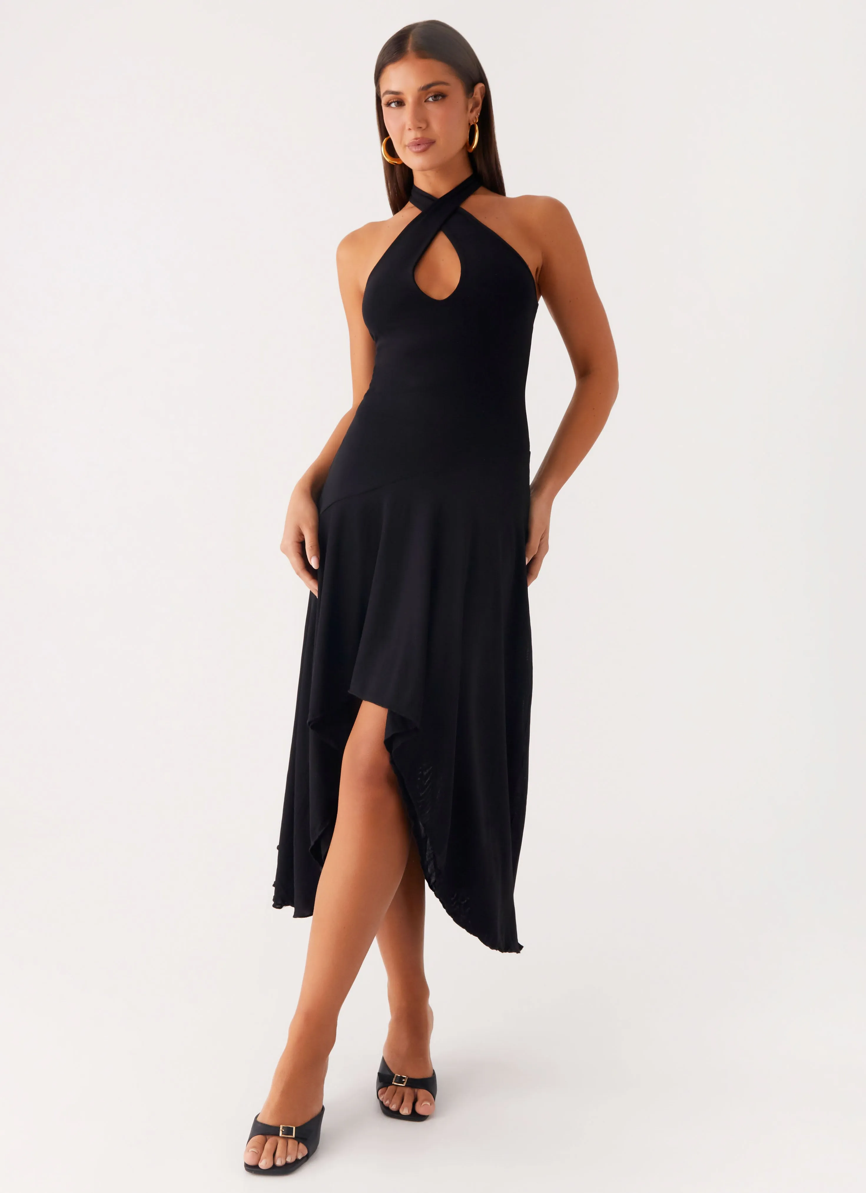 Velvet Sky Midi Dress - Black formal dinner